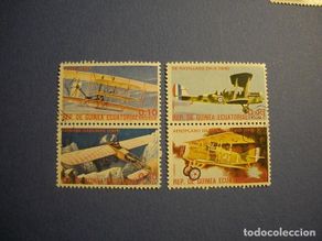 Briefmarken: GUINEA ECUATORIAL - AVIONES - PLANEADOR LILIENTHAL, BLERIOT, DE HAVILLAND, AEROPLANO.